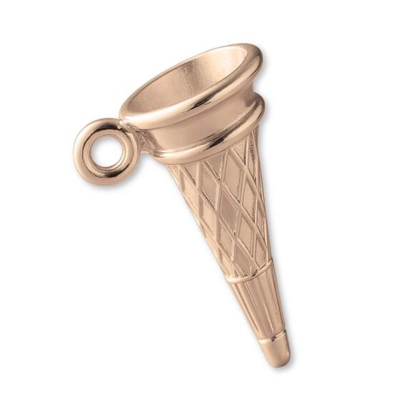 Solid 9ct Rose Gold Classic <b>Ice Cream</b> Cone Charm - Food Charms ...