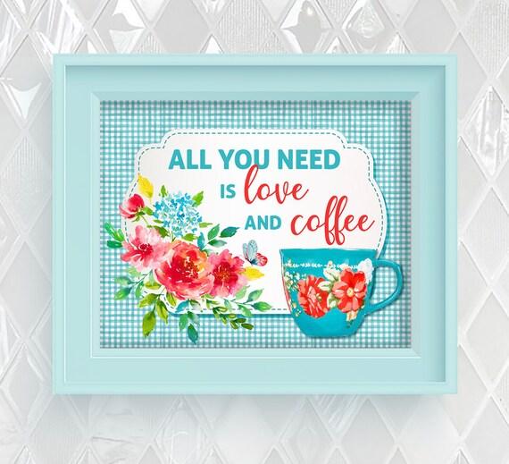 Buy Floral Coffee Cup Wall <b>Art</b>: <b>Pioneer</b> Woman Style (<b>digital</b> ...