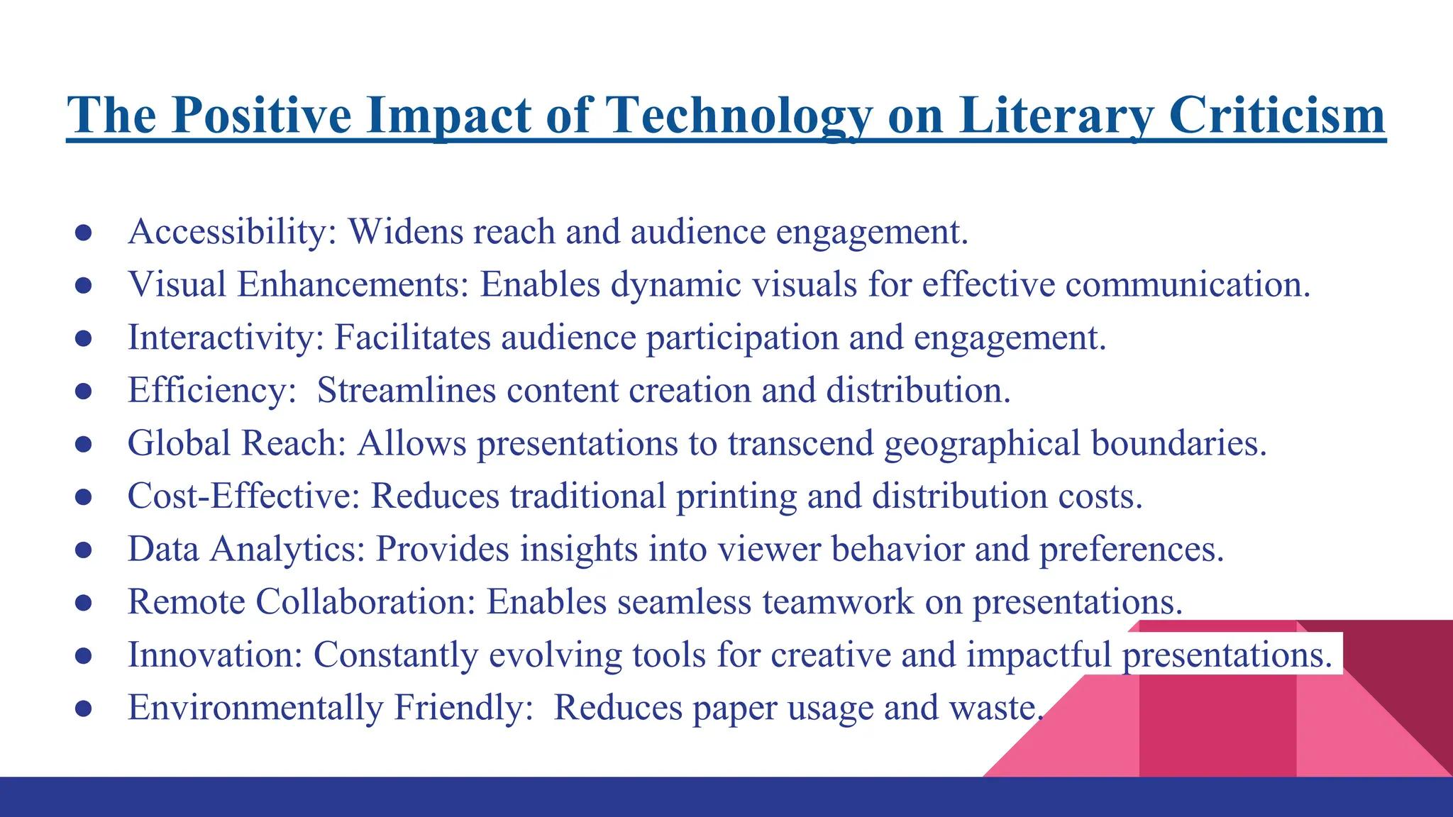 <b>Impact</b> of <b>technology</b> on <b>literary</b> analysis | PPTX