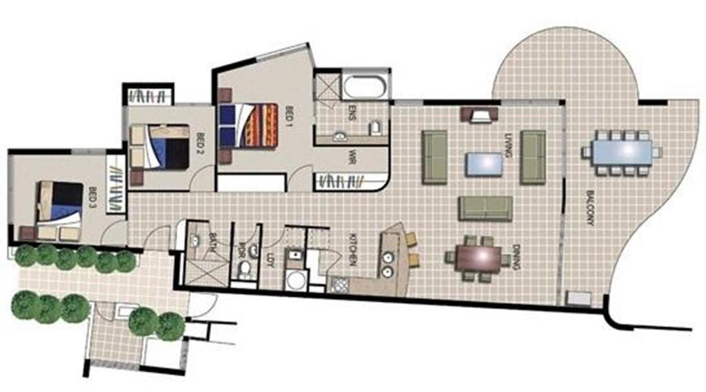 Three-Bedroom Apartment Spa Bath Water View